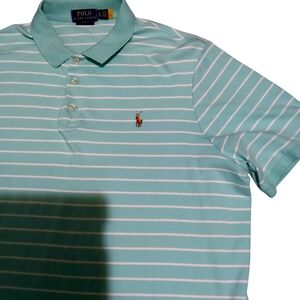 Polo Ralph Lauren Men's Aqua Striped Polo Shirt Size XL
